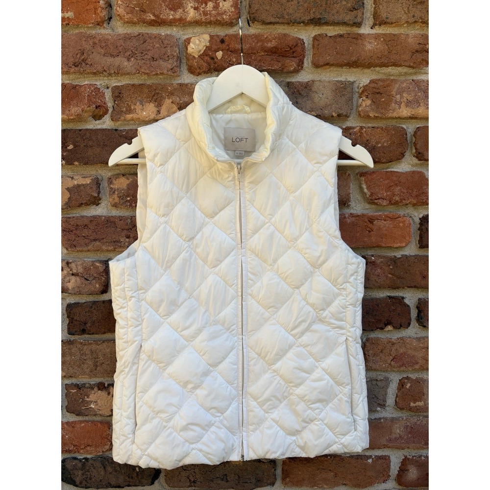 LOFT Ann Taylor VEST White Quilted Puffer‎ Vest Size XS